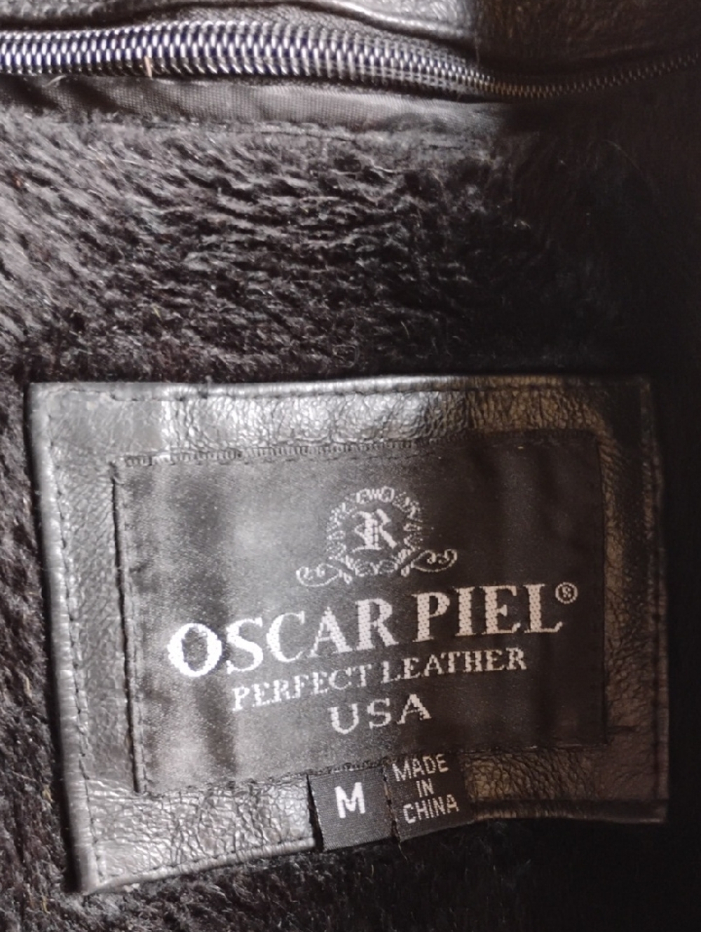 Oscar Piel Perfect Leather USA Black Leather Jacket Zip Front Blazer M